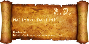 Malitsky Daniló névjegykártya
